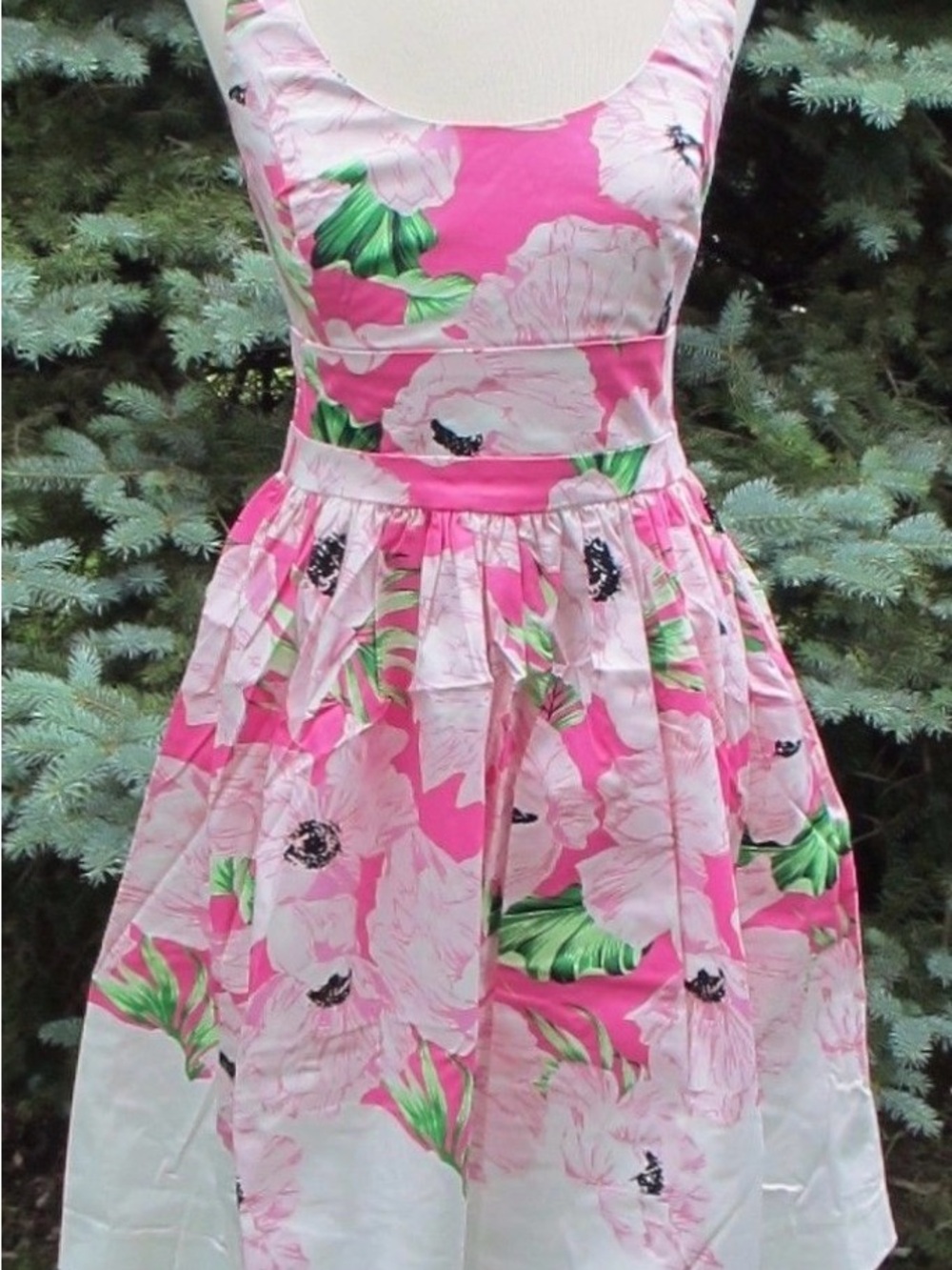 NWT French Connection Floral Poppy Cotton Fit and Flare Cutout Dress